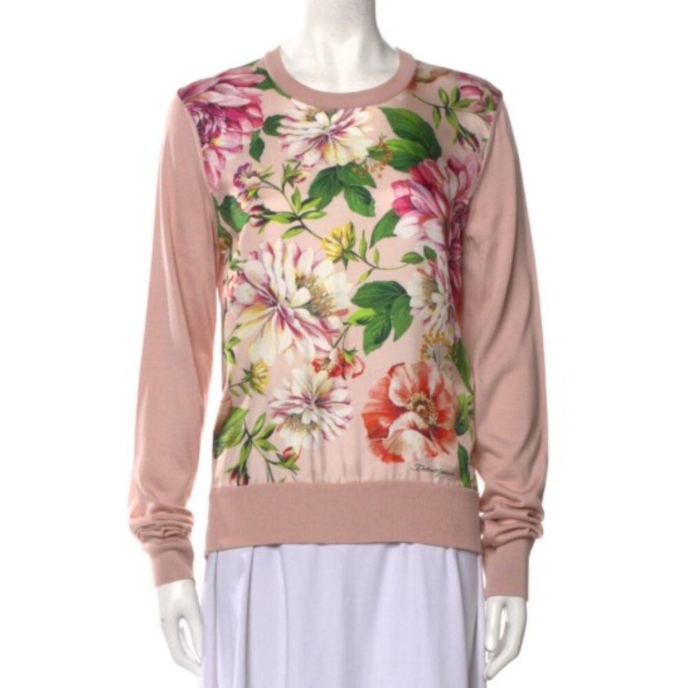 sent to TRR ~ Dolce & Gabbana Silk Floral Front Sweater